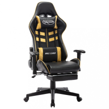 vidaXL Fekete és aranyszínű műbőr gamer szék lábtámasszal forgószék