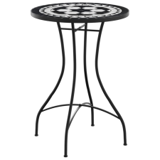 vidaXL fekete és fehér kerámia mozaikmintás bisztróasztal Ø50 x 70 cm (4003400) kerti bútor