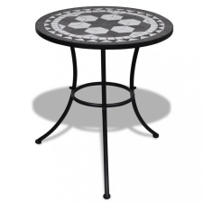 vidaXL fekete és fehér mozaik bisztró asztal 60 cm kerti bútor