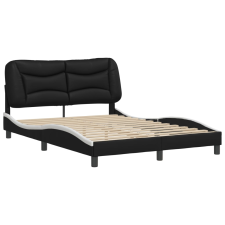 vidaXL fekete és fehér műbőr ágykeret fejtámlával 120 x 200 cm (3207993) ágy és ágykellék