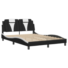 vidaXL fekete és fehér műbőr ágykeret fejtámlával 120 x 200 cm (3208087) ágy és ágykellék