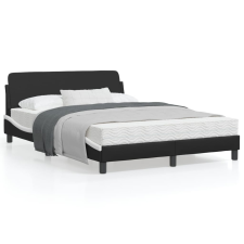 vidaXL fekete és fehér műbőr ágykeret fejtámlával 140x190 cm ágy és ágykellék