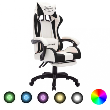 vidaXL Fekete és fehér műbőr versenyszék RGB LED-világítással forgószék