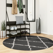 vidaXL fekete és krém hosszú szálú bozontos modern szőnyeg Ø 160 cm lakástextília