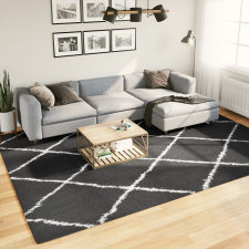 vidaXL fekete és krém hosszú szálú bozontos modern szőnyeg 240 x 340cm lakástextília