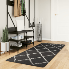 vidaXL fekete és krém hosszú szálú bozontos modern szőnyeg 80 x 280cm lakástextília
