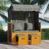 vidaXL fekete és szürke polyrattan és tömör fa strandszék párnákkal