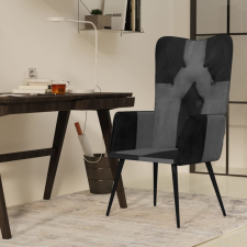 vidaXL fekete és szürke valódi bőr magas háttámlájú fotel bútor