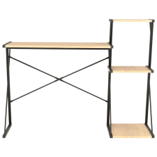 vidaXL fekete és tölgyszínű íróasztal polccal 116 x 50 x 93 cm (20289) bútor