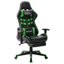 vidaXL fekete és zöld műbőr gamer szék lábtámasszal forgószék