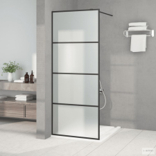 vidaXL fekete ESG tejüveg zuhanyfal küszöb nélküli zuhanyhoz 80x195 cm kád, zuhanykabin