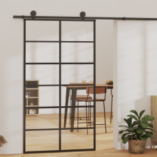vidaXL fekete ESG üveg és alumínium tolóajtó 102 x 205 cm építőanyag