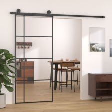 vidaXL fekete ESG üveg és alumínium tolóajtó 90 x 205 cm építőanyag