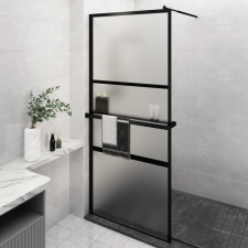 vidaXL fekete ESG üveg és alumínium zuhanyfal polccal 100 x 195 cm kád, zuhanykabin