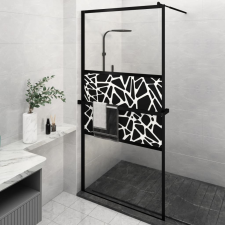 vidaXL fekete ESG üveg és alumínium zuhanyfal polccal 115x195 cm kád, zuhanykabin