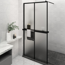 vidaXL fekete ESG üveg és alumínium zuhanyfal polccal 118 x 190 cm kád, zuhanykabin