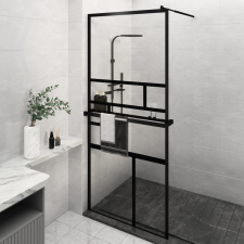 vidaXL fekete ESG üveg és alumínium zuhanyfal polccal 90 x 195 cm kád, zuhanykabin