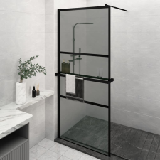 vidaXL fekete ESG üveg és alumínium zuhanyfal polccal 90 x 195 cm kád, zuhanykabin