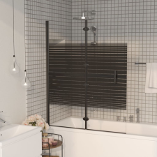 vidaXL fekete ESG zuhanykabin összecsukható ajtóval 120x140 cm kád, zuhanykabin