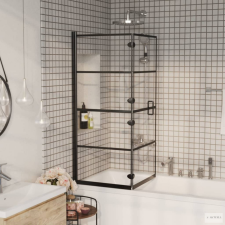 vidaXL fekete ESG zuhanykabin összecsukható ajtóval 120x140 cm kád, zuhanykabin