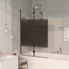 vidaXL Fekete ESG zuhanykabin összecsukható ajtóval 80 x 140 cm kád, zuhanykabin