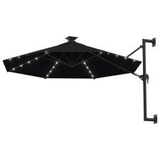 vidaXL fekete fali napernyő LED-ekkel és fémrúddal 300 cm (312528) kerti bútor