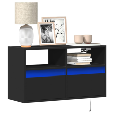 vidaXL fekete fali TV-szekrény LED-világítással 80x31x45 cm bútor