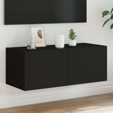 vidaXL fekete fali TV-szekrény LED-világítással 80x35x31 cm bútor