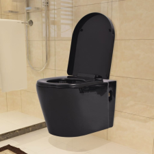 vidaXL fekete falra szerelhető kerámia WC hűtés, fűtés szerelvény