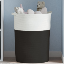 vidaXL fekete-fehér pamut tárolókosár Ø49 x 65 cm bútor
