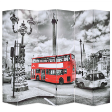 vidaXL fekete/fehér paraván 228 x 180 cm londoni busz bútor