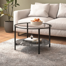 vidaXL fekete-fekete márvány edzett üveg dohányzóasztal 70 cm bútor