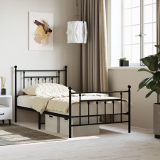vidaXL fekete fém ágykeret fej- és lábtámlával 100 x 190 cm ágy és ágykellék
