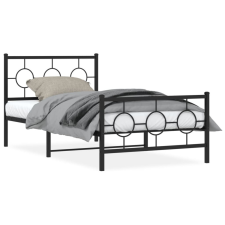 vidaXL Fekete fém ágykeret fej- és lábtámlával 100 x 190 cm ágy és ágykellék