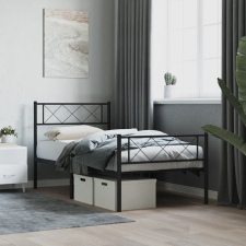 vidaXL fekete fém ágykeret fej- és lábtámlával 100 x 200 cm ágy és ágykellék