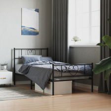 vidaXL fekete fém ágykeret fej- és lábtámlával 100 x 200 cm ágy és ágykellék