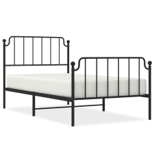 vidaXL fekete fém ágykeret fej- és lábtámlával 100 x 200 cm (373900) ágy és ágykellék
