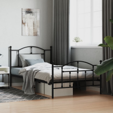 vidaXL fekete fém ágykeret fej- és lábtámlával 107 x 203 cm ágy és ágykellék