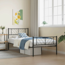 vidaXL fekete fém ágykeret fej- és lábtámlával 107 x 203 cm ágy és ágykellék