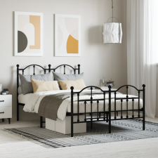 vidaXL fekete fém ágykeret fej- és lábtámlával 120 x 190 cm ágy és ágykellék