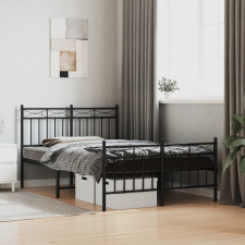 vidaXL fekete fém ágykeret fej- és lábtámlával 120 x 200 cm ágy és ágykellék