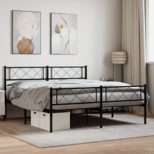 vidaXL fekete fém ágykeret fej- és lábtámlával 135 x 190 cm ágy és ágykellék