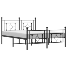 vidaXL fekete fém ágykeret fej- és lábtámlával 135 x 190 cm (374356) ágy és ágykellék