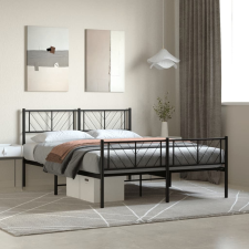 vidaXL fekete fém ágykeret fej- és lábtámlával 140 x 190 cm ágy és ágykellék