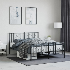vidaXL fekete fém ágykeret fej- és lábtámlával 140 x 190 cm ágy és ágykellék