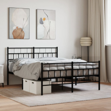 vidaXL fekete fém ágykeret fej- és lábtámlával 140 x 190 cm ágy és ágykellék