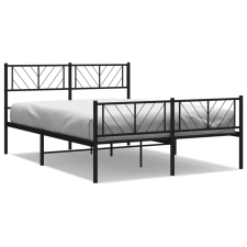 vidaXL fekete fém ágykeret fej- és lábtámlával 140 x 190 cm (372197) ágy és ágykellék