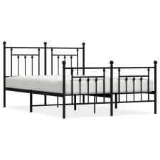 vidaXL fekete fém ágykeret fej- és lábtámlával 150 x 200 cm (353557) ágy és ágykellék