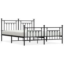 vidaXL fekete fém ágykeret fej- és lábtámlával 180 x 200 cm (353559) ágy és ágykellék