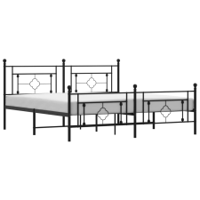 vidaXL fekete fém ágykeret fej- és lábtámlával 180 x 200 cm (374361) ágy és ágykellék